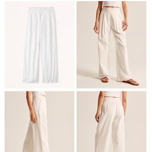 Abercrombie Small NWT Small White Linen-Blend Ultra Wide-Leg Pant